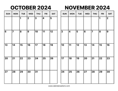 October and November 2024 Calendar
