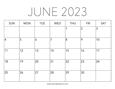 Printable June 2023 Calendar