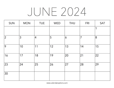 Printable June 2024 Calendar That Saves Ink