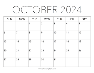 Printable October 2024 Calendar