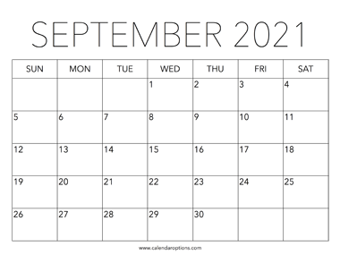 Printable September 2021 Calendar