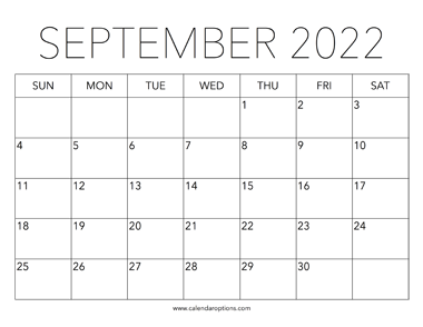 Printable September 2022 Calendar