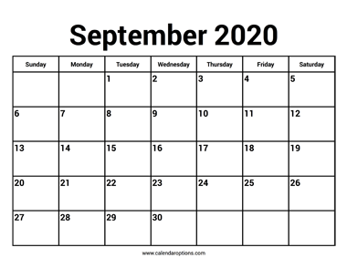 September 2020 Calendar