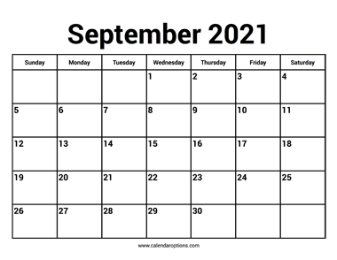 September 2021 Calendar
