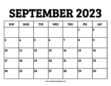 September 2023 Calendar Printable