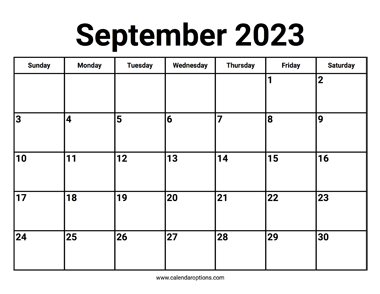 September 2023 Calendar