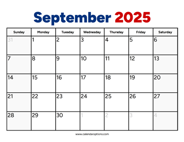 September 2025 Calendar PDF