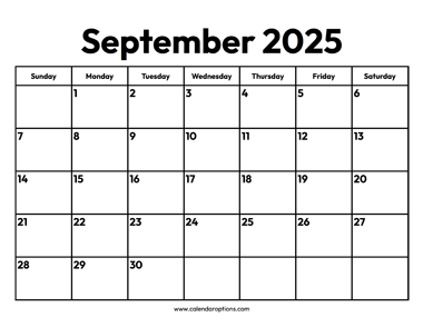 September 2025 Calendar