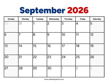 September 2026 Calendar PDF