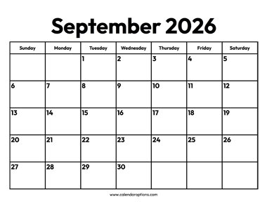 September 2026 Calendar