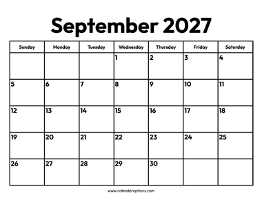 September 2027 Calendar