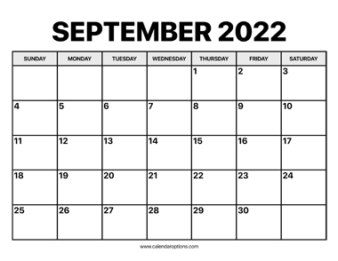 September Calendar 2022