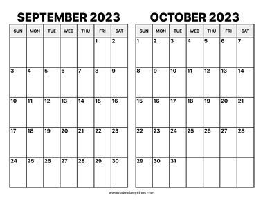 September and October 2023 Calendar
