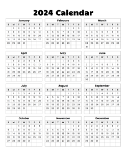 Year at a glance calendar 2024