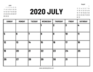 2020 July Calendar