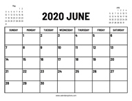 2020 June Calendar