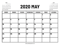 2020 May Calendar