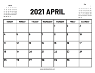 2021 April Calendar