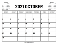 2021 October Calendar