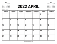 2022 April Calendar
