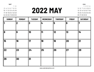 2022 May Calendar