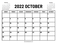 2022 October Calendar