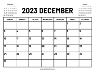 2023 December Calendar