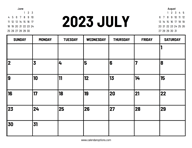 2023 July Calendar