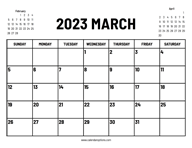 2023 March Calendar