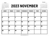 2023 November Calendar