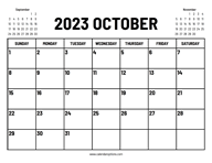 2023 October Calendar
