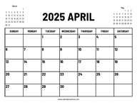 2025 April Calendar
