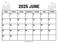 2025 June Calendar