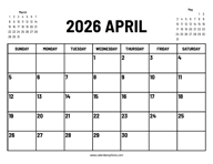 2026 April Calendar