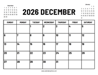 2026 December Calendar