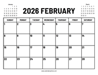 2026 February Calendar