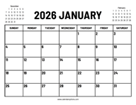 2026 January Calendar