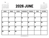 2026 June Calendar