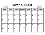 2027 August Calendar