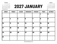 2027 January Calendar