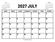2027 July Calendar