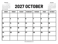 2027 October Calendar