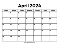 April 2024 Calendar