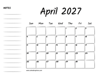 April 2027 Printable Calendar