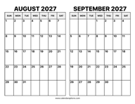 August and September 2027 Calendar