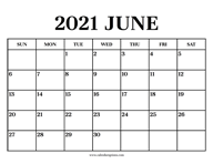 Calendar 2021 June