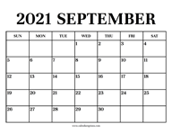 Calendar 2021 September