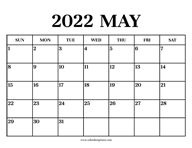 Calendar 2022 May