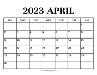 Calendar 2023 April