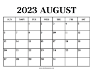 Calendar 2023 August